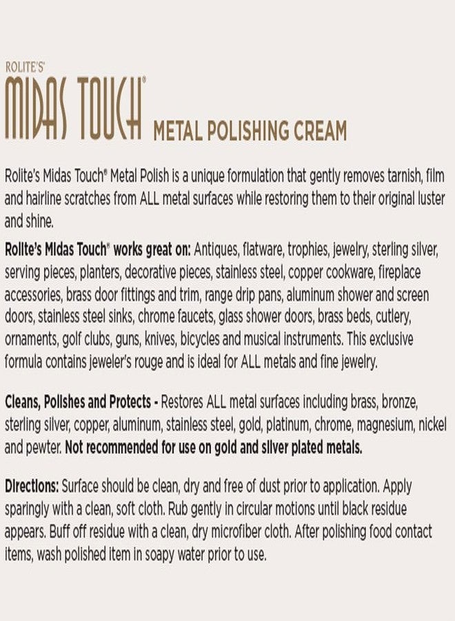 Rolite MTMPC45z Midas Touch Metal Polishing Cream, 4.5 Ounces, Non-Toxic Formula for Silver, Gold, Brass, Chrome, Copper, Restores Shine to All Metals, Cleaner and Polisher - Image 2